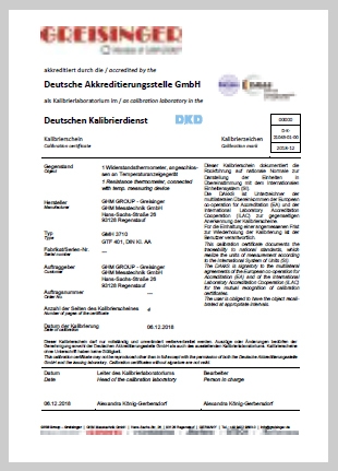 DAkkS calibration certificate temperature | DAkkS-T