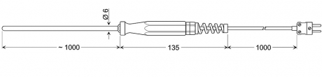 immersion probe with sheathed thermocouple (type K) | GTF 1000 AL