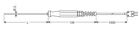 immersion probe with sheathed thermocouple (type K) | GTF 1200/300