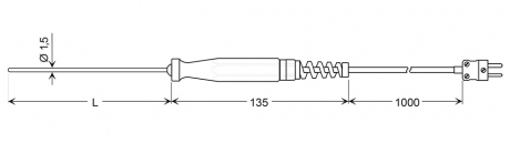 immersion probe with sheathed thermocouple (type K) | GTF 1200